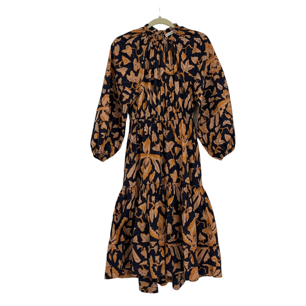 Ulla Johnson Dress Midnight Floral Blue Orange Size US 2
